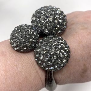 Women's Bold Silver Bling Costume CZ Rhinestone Dressy Bracelet Magnetic Closure